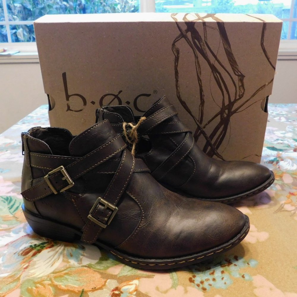 B. O. C. Brown Buckle Design Ankle Booties -  6.5 (NWT)